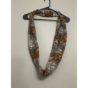 Women’s Gold Tan Brown Animal Print Infinity Scarf